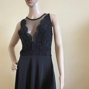 Black Lace Bodice Cocktail Dress - New